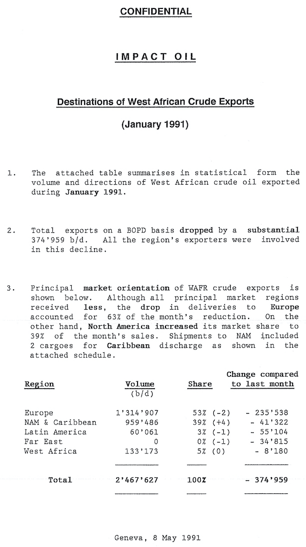 West Africa crude oil exports by destination 1991-01 cover